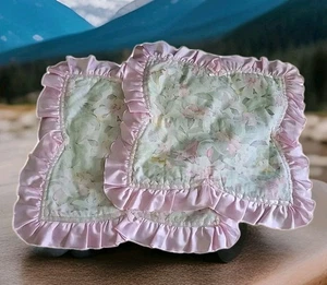 VTG SET OF 2 PINK FLORAL PRINT PILLOW CASE'S, COVERS,GREAT CONDITION - Picture 1 of 6