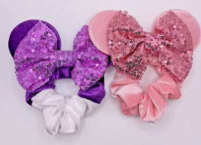 2 Mickey Mouse Ears Scrunchie Hair Accessories Hair Band Disney - Image 1 of 4