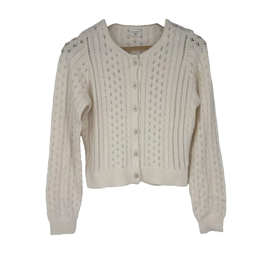 Suéter Abercrombie Niños Jóvenes 15/16 Marfil Botón Frontal Cárdigan Tejido con Cable Foto 1 de 4