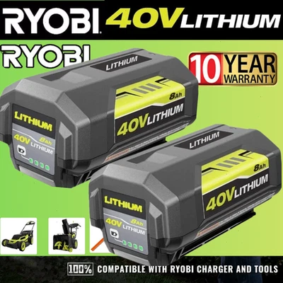 40V 8.0Ah Battery for Ryobi 40 Volt Lithium OP4060 OP4030 OP4050 OP40602 OP40261 - Image 1 of 4