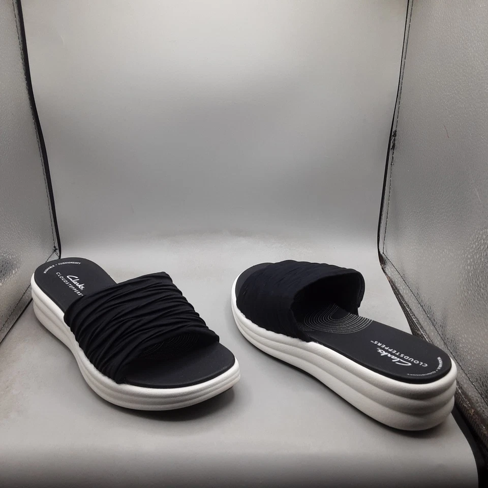 Sandalias Clarks Drift Petal para mujer 7,5 M tela negra A136 Foto 1 de 4