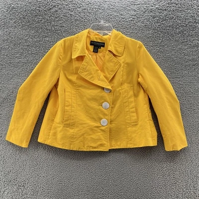 Blazer para mujer The J. Peterman Company 6 amarillo algodón forrado 3 botones chaqueta Foto 1 de 4