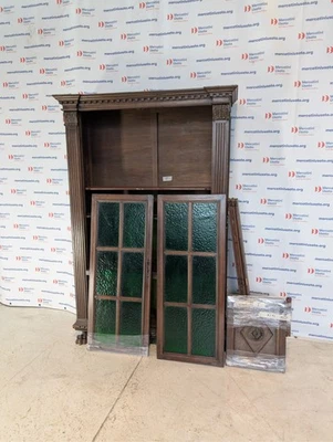 Vetrina Antica Neorinascimento Ante Vetro Smerigliato Verde Italia XX Secolo - Imagen 1 de 4