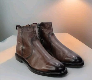 BOTINES STURLINI FIRENZE 2659 HECHOS EN ITALIA PARA HOMBRE 44 EE. UU. 11 CREMALLERA LATERAL MARRÓN - Imagen 1 de 24