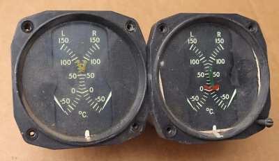 Lote de 2 indicadores de temperatura dual de aviones de aviación Hickok 5795-6 Foto 1 de 4
