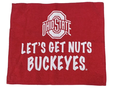 Ohio State Buckeyes Golf Towel 17.5” X 14.5” Red White Let’s Get Nuts Cover