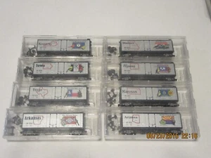 8 N scale Micro Trains 50' state boxcars. - Picture 1 of 6