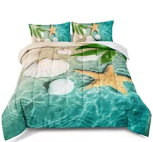 BDUCOK Ocean Comforter Set Beach Bedding King Size Starfish Beach Coastal Bed... - Picture 1 of 5