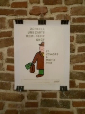 AUTHENTIQUE AFFICHE ANCIENNE - DEMI TARIF SNCF PAR RAYMOND SAVIGNAC. - Photo 1/4