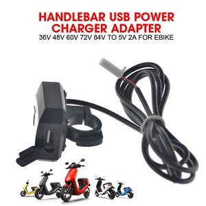 E-bike Lenker Ladegerät Adapter USB 36V-100V to 5V 2A Motorrad Pedelec Scooter - Bild 1 von 12
