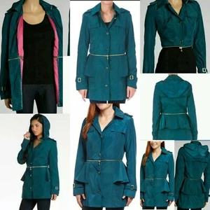 200 $ Betsey Johnson grüner wandelbarer Anorak Schößchen Regenmantel Kapuzenjacke M3020 - Bild 1 von 35