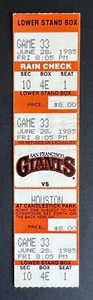 Vintage 1985 Houston Astros vs San Francisco Giants Ticket Stub 6/28/85 - Picture 1 of 2