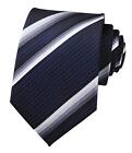 Men's Gingham Check Stripe Ties Pattern Business Formal One Size Navy White