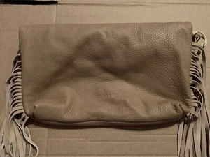 NWT DOLCE VITA BEIGE CAFE  PEBBLE LEATHER CLUTCH BAG $248 - Picture 1 of 3
