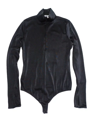 $350 WOLFORD M Bodysuit Black Shimmering Glass String L/S One Piece - Image 1 of 4