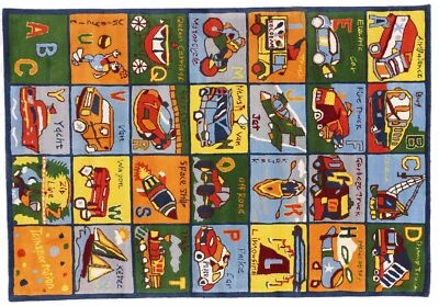 Teppich Kinder Buchstaben 170x240 Mehrfarbig Handarbeit Handtuft Modern - Bild 1 von 4