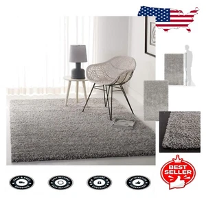 Plush 3' x 5' California Shag Rug in Silver - Non-Shedding & Easy Maintenance - Picture 1 of 12