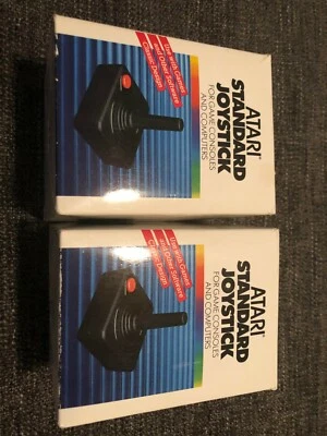 2 x Atari Standard Joysticks Wired Classic Controllers Black Commodore with box - Image 1 of 4