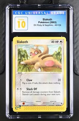2003 Pokemon EX Ruby & Sapphire Slakoth #45 CGC 10 PRISTINE LOW POP - Image 1 of 2