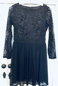 Boohoo Brand New With Tags Black Leila Lace Panel Detail Skater Dress Size UK 8 - Picture 1 of 12
