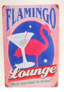 Flamingo Lounge. Best Martini in Town Metal Tin Sign,Cocktail Sign 8-in by 12-in - Picture 1 of 2