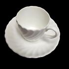 Minton Bone China 4 Sets Demitasse Cup & Saucer White Fife Swirl Made in England