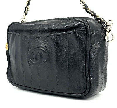 CHANEL Crossbody Chain Bag Stripe Stitch Leather Tassel Shoulder Purse Authentic - Image 1 of 4