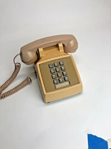 Vintage 1970's Western Electric Tan pushbutton Telephone 2500DMG - Picture 1 of 5