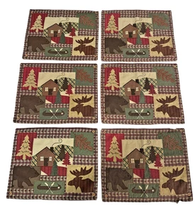 Kohls Cabin Theme Fabric Placemats Set Of 6 - 17 in x 13 in - Picture 1 of 11
