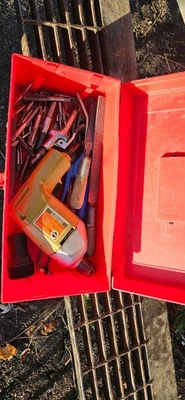 toolbox with drill and more tools - Image 1 of 3
