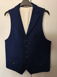 John Lewis Blue Button Up Waistcoat - Picture 1 of 5
