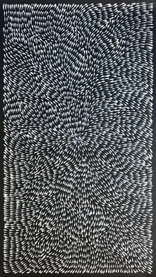 Roseanne Morton Petyar, Auténtico Arte Aborigen. Tamaño, 110 x 60 cm. Hoja medicinal Foto 1 de 4