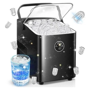 Máquina para hacer hielo portátil encimera 14 kg cubitos de hielo bala diaria con limpieza - Imagen 1 de 9