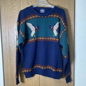 VTG Woolrich M Medium 100% Wool Mallard Knit Sweater Men's Read - Picture 1 of 7