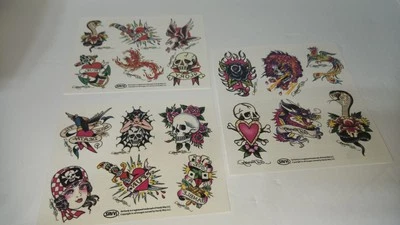 Juego de 18 tatuajes temporales Ed Hardy 2x3 pulgadas resistentes al agua stock antiguo/nuevo Foto 1 de 4
