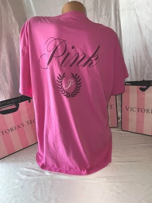 Victoria Secret PINK Boyfriend T-Shirt Small Oversized Big Back Logo - Image 1 of 2