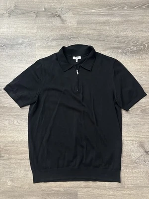 Polo Reiss Maxwell 1/4 Cremallera Para Hombre Grande Negro Manga Corta Tejido Lana Merino Foto 1 de 4