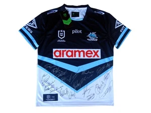 Signed 2025 Cronulla Sharks NRL Rugby League Away Football Jersey - Proof COA - Picture 1 of 11