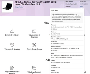 Lenovo Thinkpad X1 Carbon SLIM i7-7500U 2.7GHZ 8GB 1TB SSD Windows Laptop - Afbeelding 1 van 24