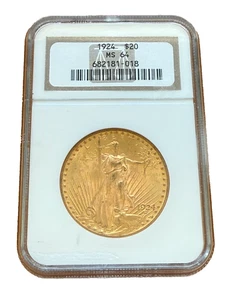 US 1924 Gold $20 20 Dollars NGC MS64 Double Eagle Saint Gaudens - Picture 1 of 2