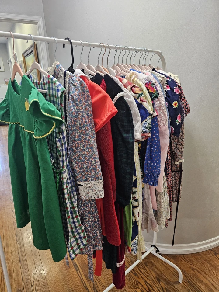 Vintage Huge Lot Kids Girls Dresses Mix Sizes Bundle 7 To 10 Years Mod 60s- 90s - Image 1 of 4