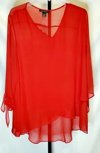 Ashley Stewart Plus Sized Shirt- Red Long Sleeve 18/20W - Light weight beautiful - Picture 1 of 2