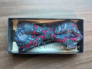 Christian Dior Herren Vintage Mehrfarbig Vorgebunden Fliege 100% Seide USA - Bild 1 von 9
