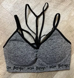 Betsey Johnson Sports Bra Size S Performance Gray Removable Cups - Picture 1 of 2