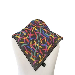 Bufanda MISSONI Vintage Abstracta Pincelada Negra Multicolor Hecha en Italia #A12 - Imagen 1 de 4