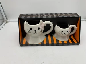 Cobwebs & Cauldrons 16 & 4oz Ghost Cat Mug Set AA02B53022 - Picture 1 of 10