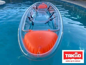 Takao 2-Seater Clear Kayak Double Plexiglass Bottom w/Frame Clear Seat & Paddles - Picture 1 of 15
