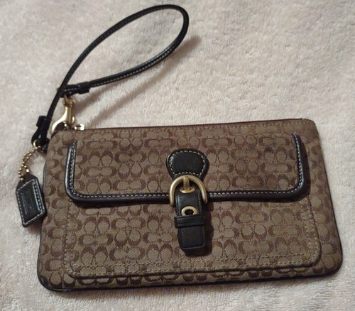 Borsa da polso Coach Signature Mini C Fibbia Tasca Marrone Cachi Frittura