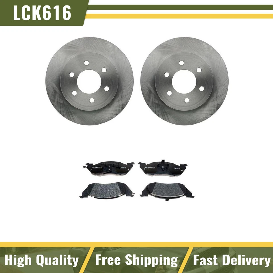 Rotores de freno delanteros y pastillas de freno metálicas y herrajes para Dodge Dakota 1997 1998 Foto 1 de 4