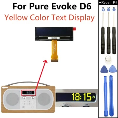 Display For Pure Evoke D6 DAB/FM Home Bluetooth Radio YELLOW OLED Screen NEU - Bild 1 von 4
